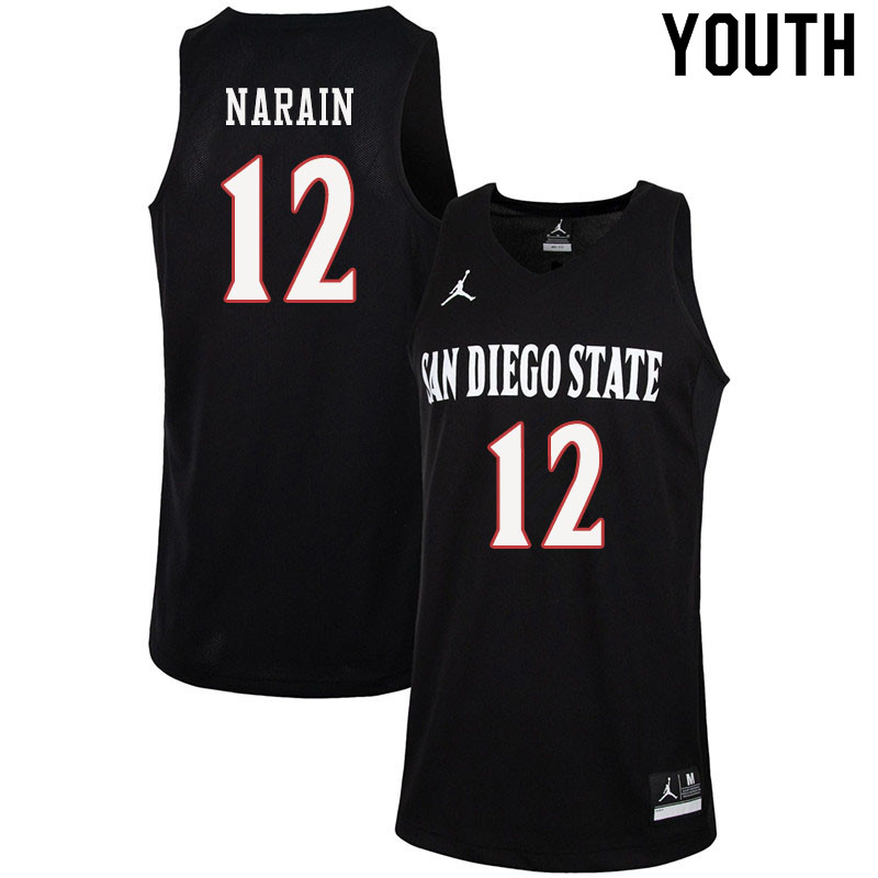 Jordan Brand Youth #12 Nolan Narain San Diego State Aztecs College Basketball Jerseys Sale-Black